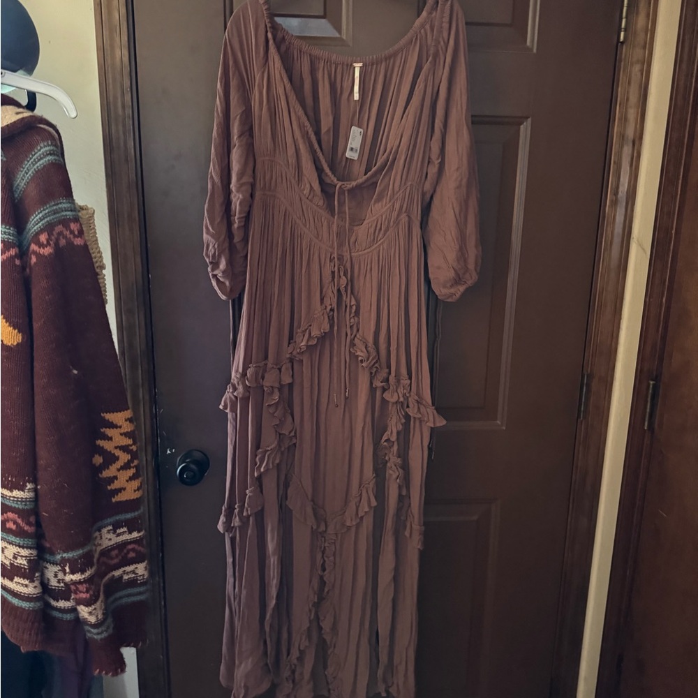 Free People Mauve Long Sleeve Boho Sundress